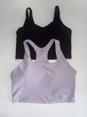 2 Old Navy Tops Activewear Workout Purple Black With Support Size Large
